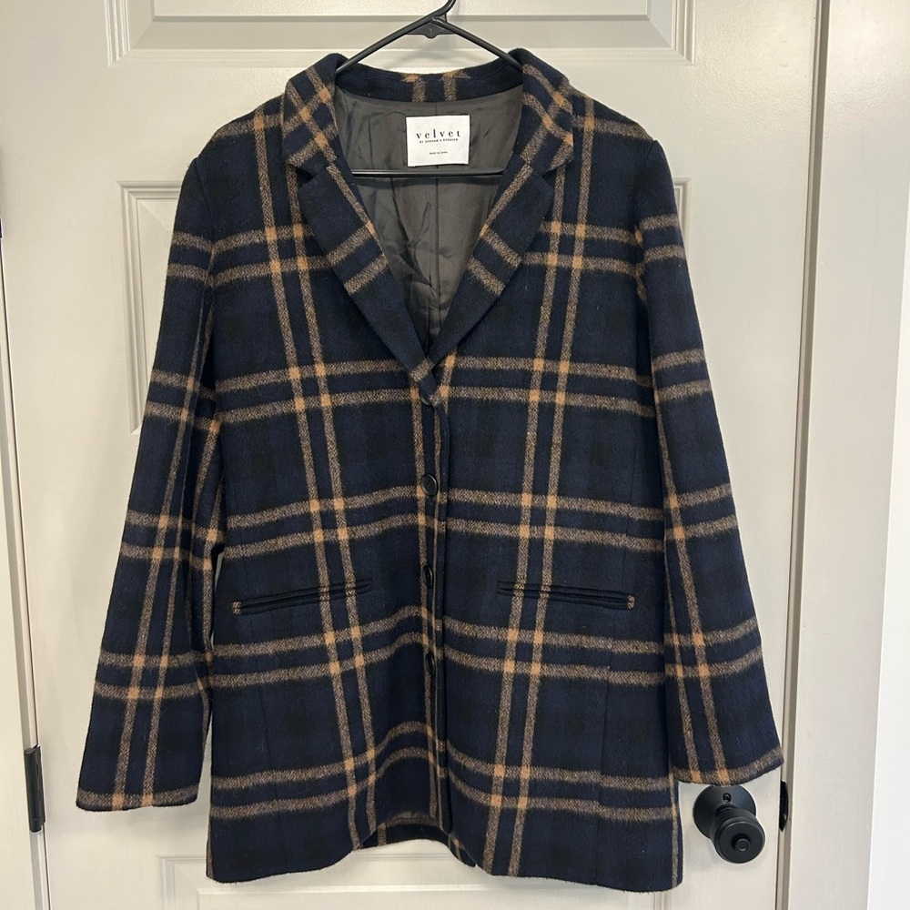 Velvet by Graham & Spencer Checkered Pea Coat